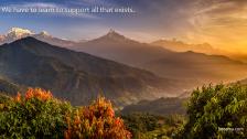 Colorful mountain scape at sunset.