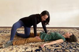 Salena Irion giving a Breema bodywork treatment