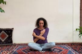 Alexandra Johnson practicing Self-Breema exercise at the Breema Center