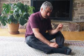 Matthew Tousignant practicing Self-Breema for Monday morning class