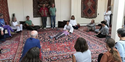 Alexis Mulhauser teaching a workshop at the Breema Center Intenive
