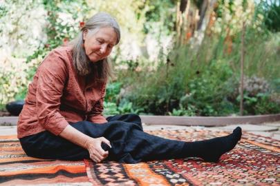 Birthe Kaarsholm practicing Self-Breema exercises.