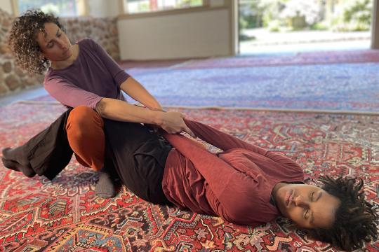 Alexandra Johnson does Breema at Hummingbird Valley Retreat Center