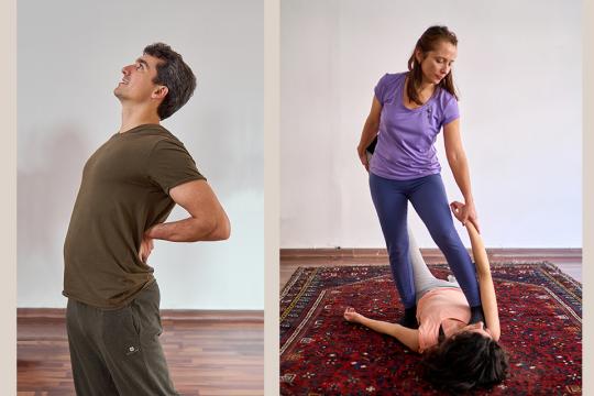 Felipe de Oliveira doing Self-Breema and Salena Irion practicing Breema bodywork