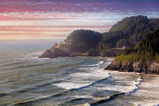 Oregon coast at sunset near Yachats.